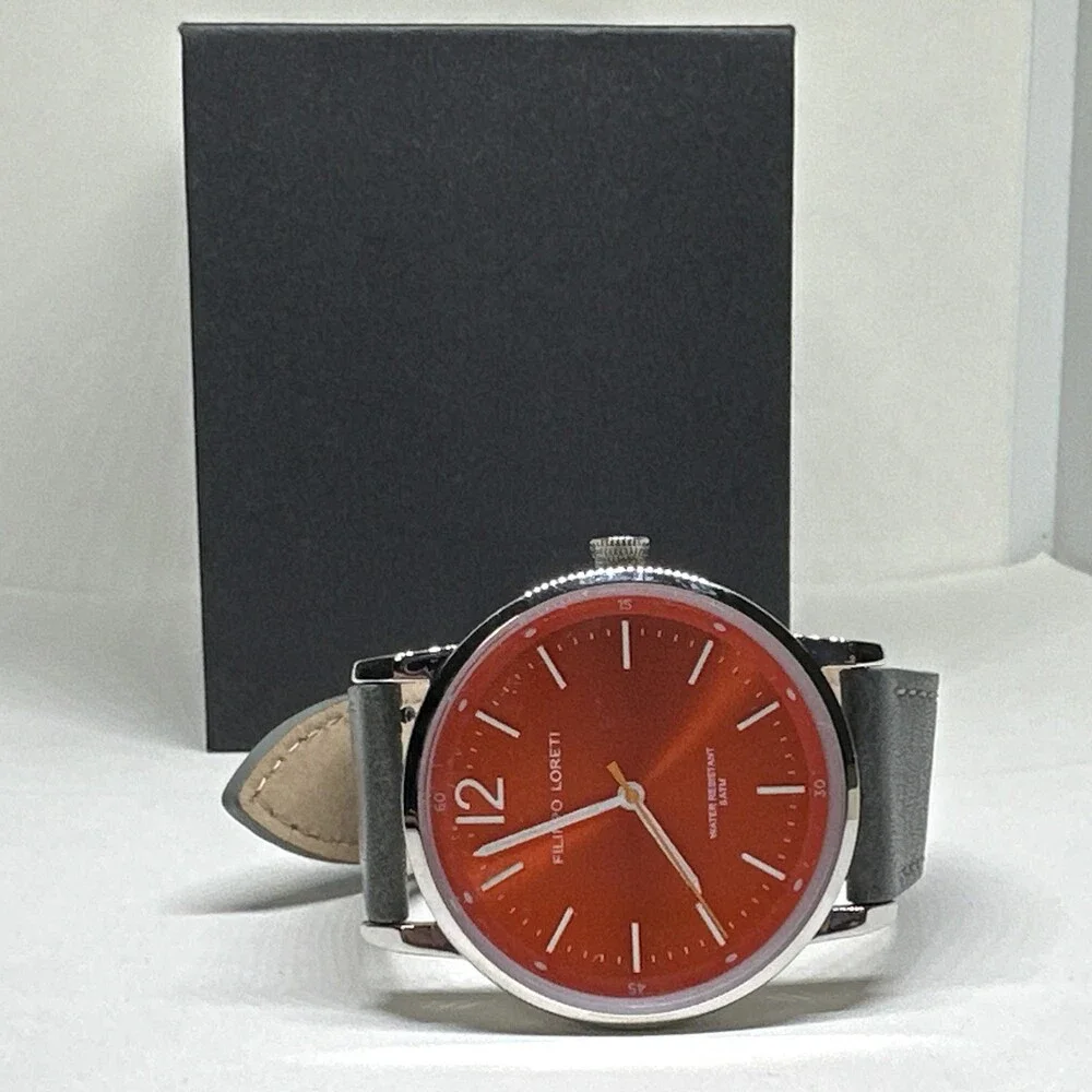 Filippo Loreti Unisex Gray Leather Straps Analog Dial Quartz Wrist Watch NSD34